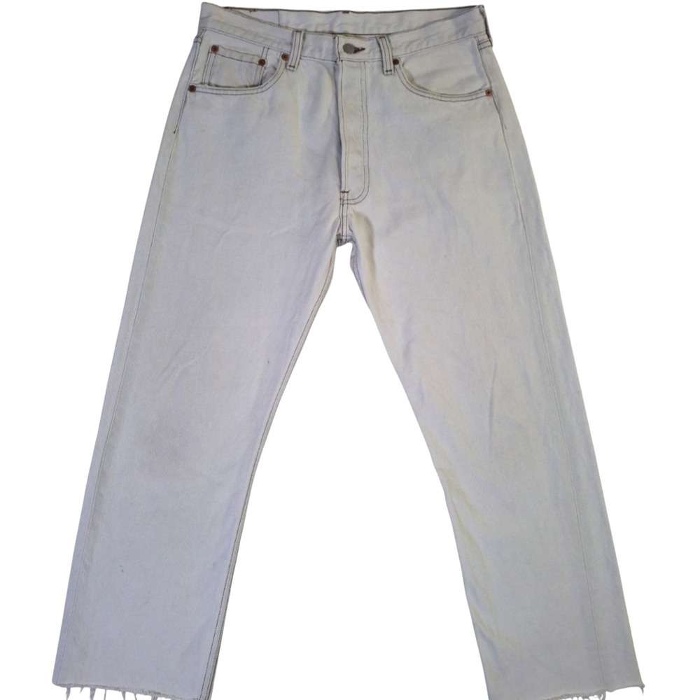Vintage 90s Levi's 501 Jeans Mens 33x30* (32x27) Ivory Denim Button Fly Made USA